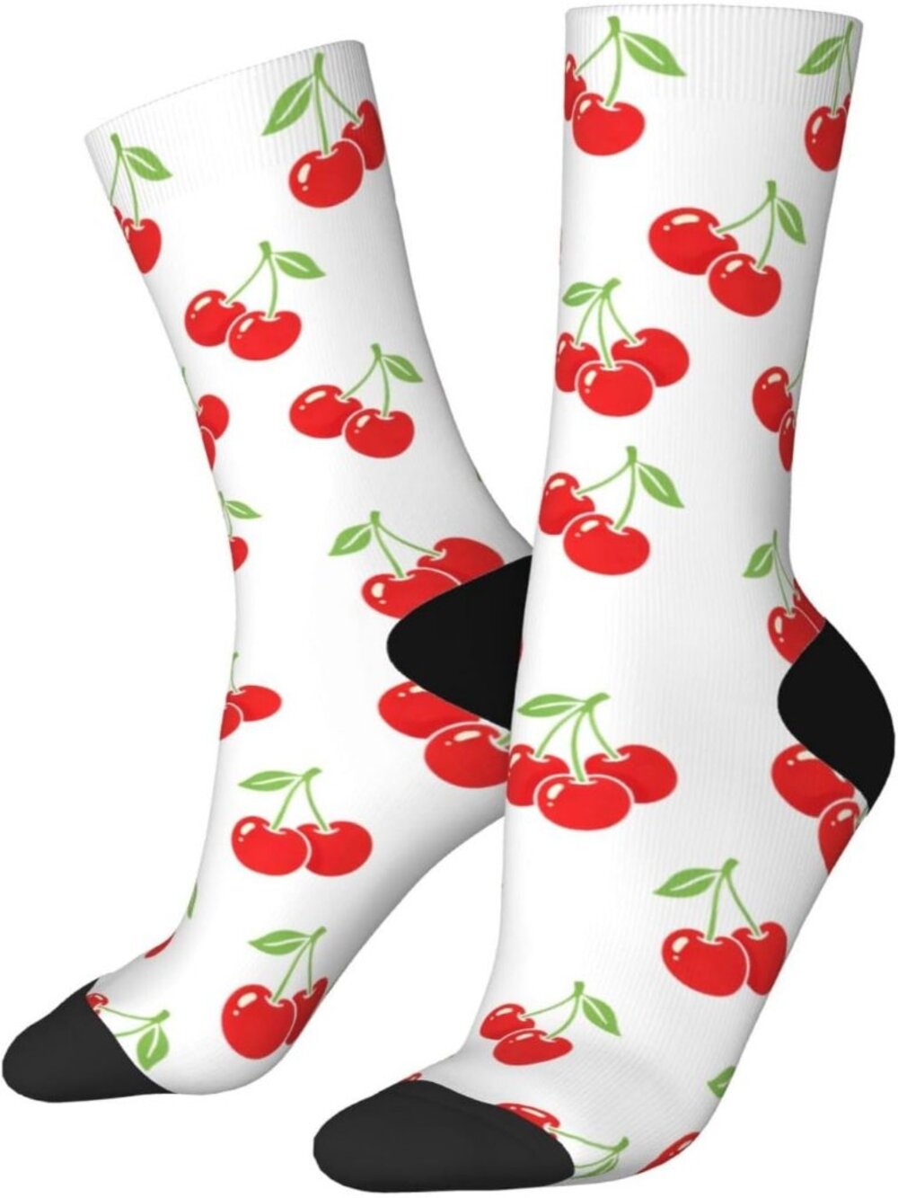 Women's Cherry Print Crew Socks Funny Novelty Casual Athletic Dress Socks